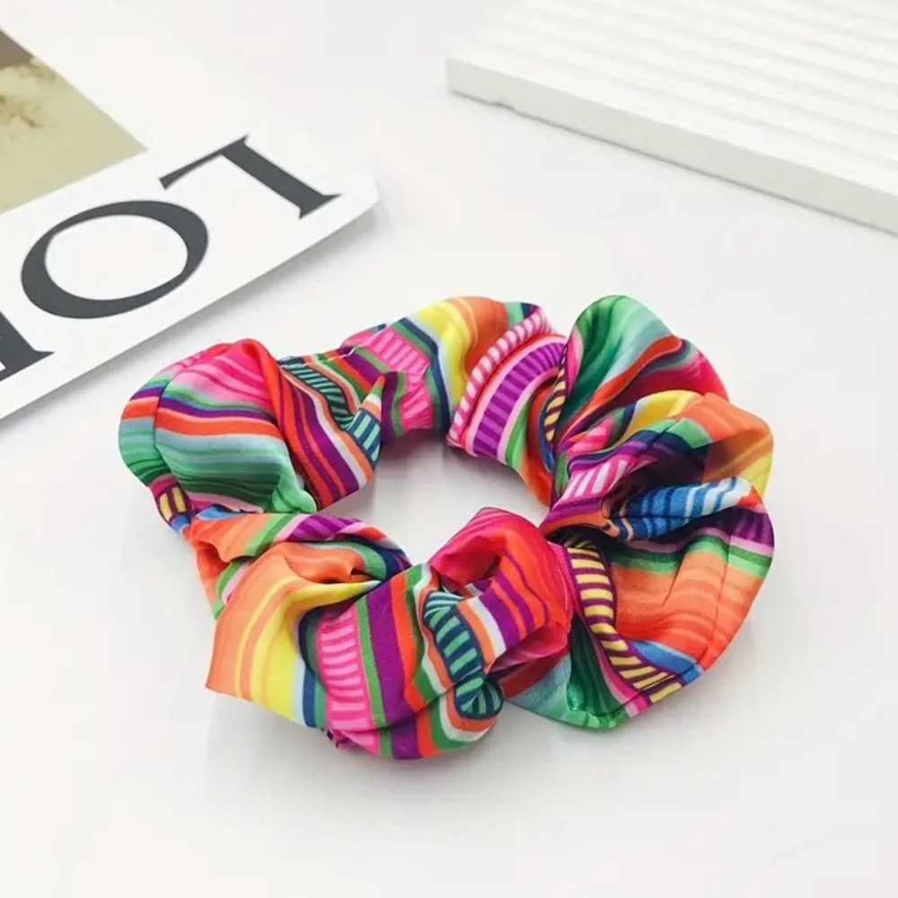 Mexican Style Striped Hair Scrunchie